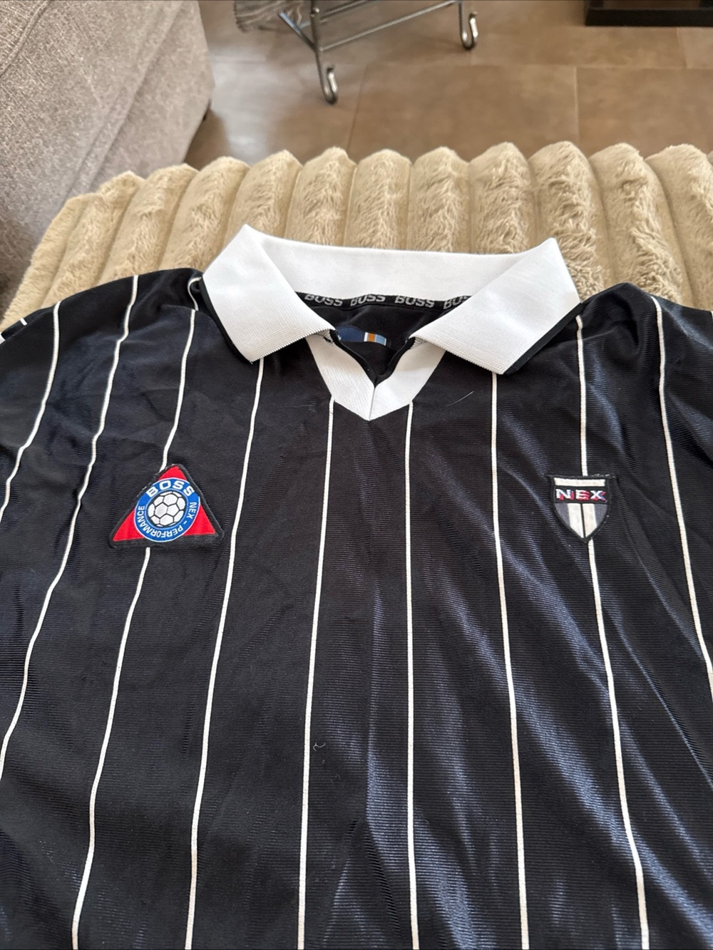 Vintage Boss by IG Black & White Pinstripe Soccer Jersey